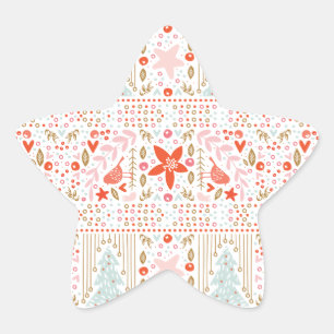 Adesivo Estrela Tema de Férias de Natal Colorido