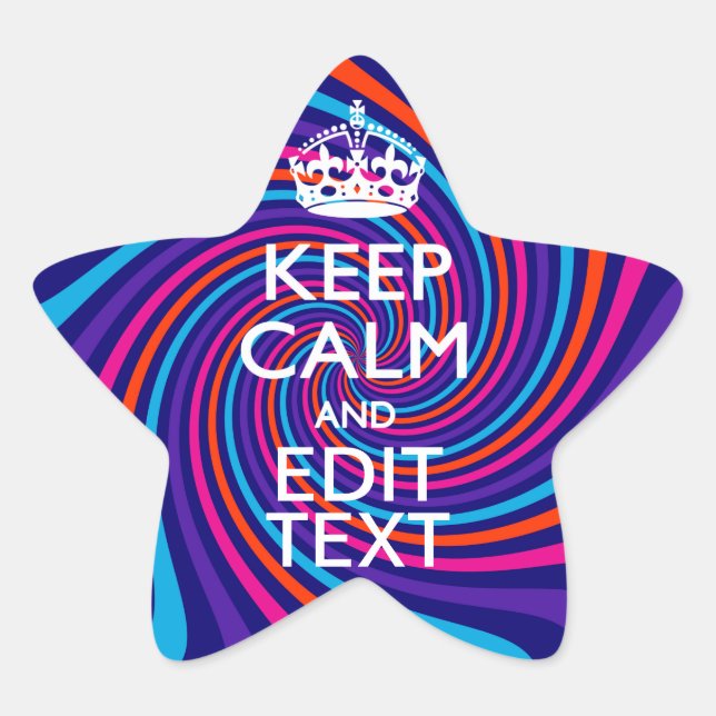 Adesivo Estrela Tenha calma dizendo em espiral multicolorido (Frente)
