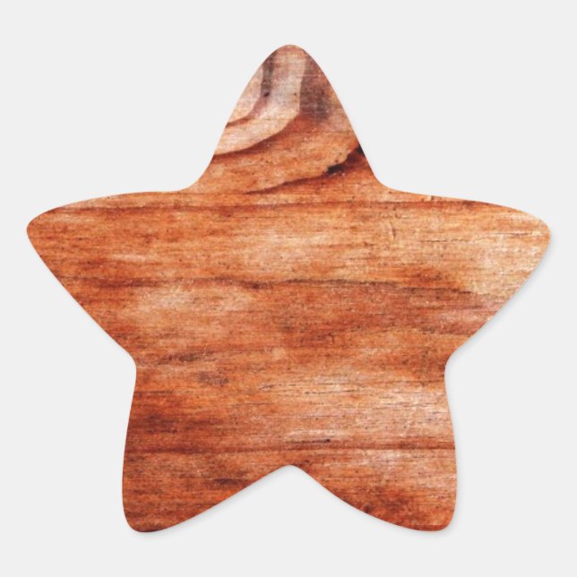 Adesivo Estrela Textura de grão de madeira (Frente)
