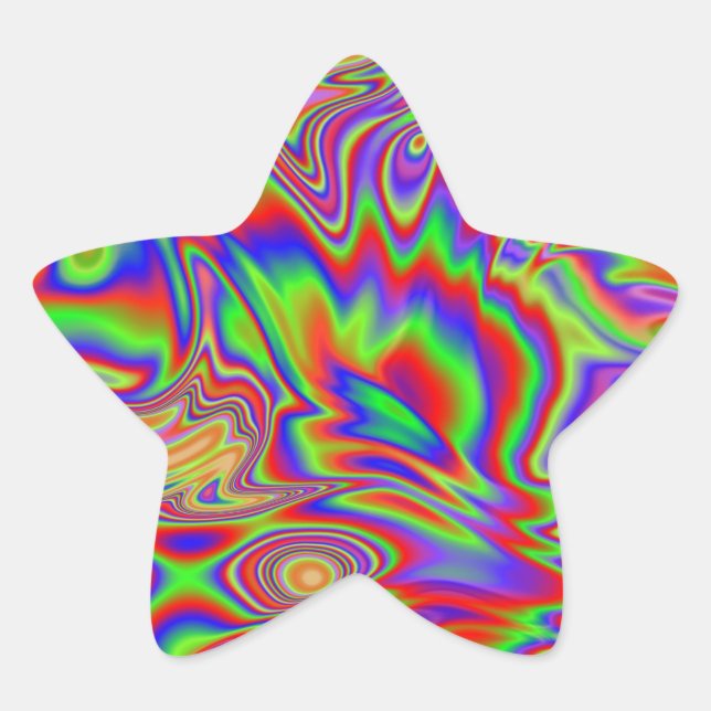 Adesivo Estrela Textura líquida iridescente do arco-íris (Frente)