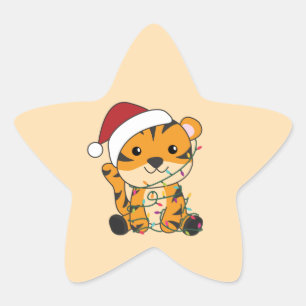 Adesivo Estrela Tigre Natal Neve Animais de inverno Tigre Star Sti
