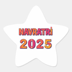Adesivo Estrela Tipografia Colorida "NAVRATRI 2025"