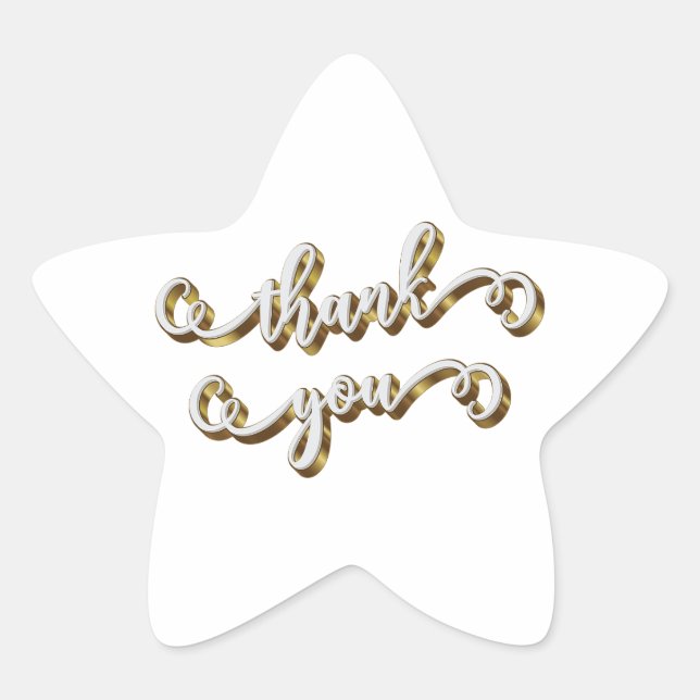 Adesivo Estrela Tipografia Dourada moderna Obrigado (Frente)