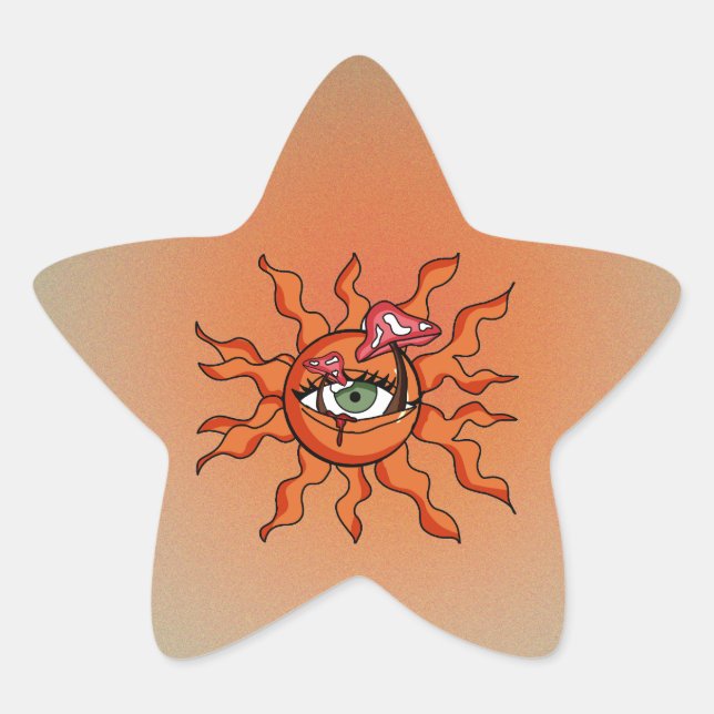 Adesivo Estrela Todos os Raios de Cogumelo Vendo Sol (Frente)