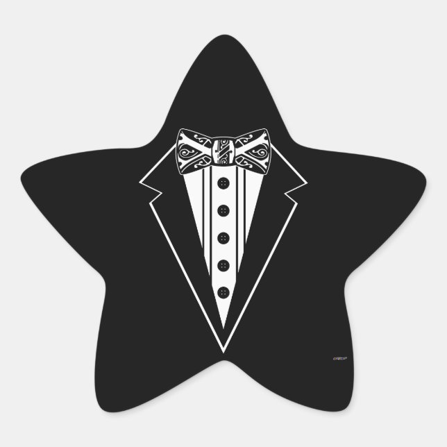 Adesivo Estrela Torneio de Arco preto e branco com Tux (Frente)