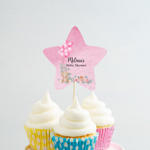 Adesivo Estrela Torta doce menina balão Eucalipto Topper