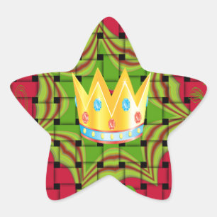 Adesivo Estrela Trabalho de arte Floral, Fresco, Vermelho, Ouro