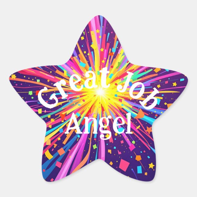 Adesivo Estrela Trabalho de excelente Colorido (Frente)