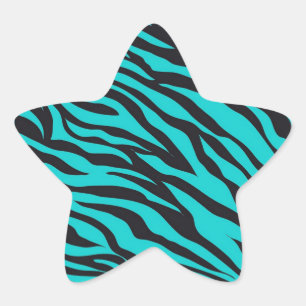 Adesivo Estrela Trendy Teal Turquoise Black Zebra Stripes
