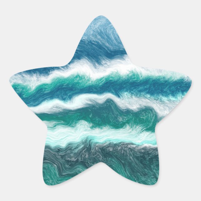 Adesivo Estrela Turquesa e ondas azuis (Frente)