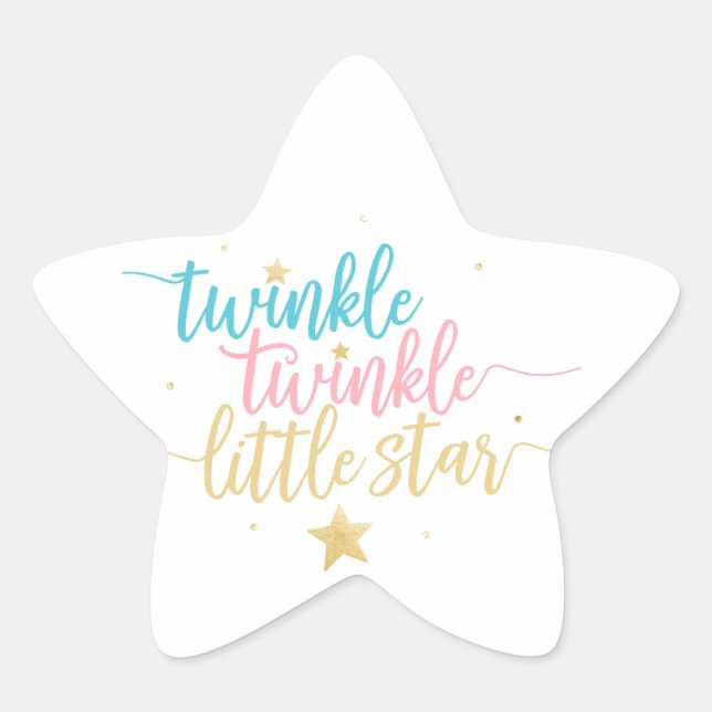 Adesivo Estrela Twinkle Twinkle Pequena Chá de Revolução de Gênero (Frente)