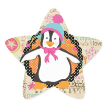 Typografia e Penguins Whimsy Star Sticker