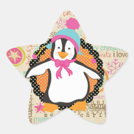 Adesivo Estrela Typografia e Penguins Whimsy Star Sticker