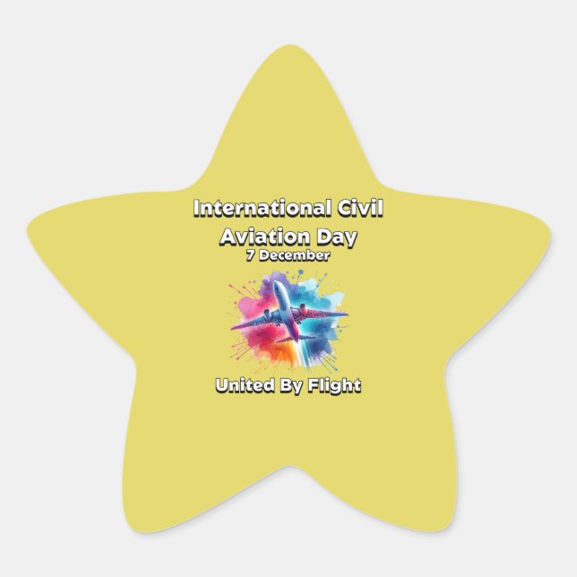 Adesivo Estrela Unida pela Flight. Dia Internacional da Aviação Ci (Frente)
