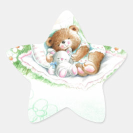 Adesivo Estrela Urso de pelúcia bonito para o batismo, Christening