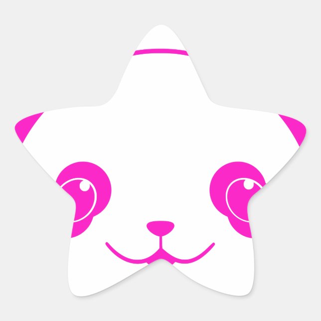 Adesivo Estrela Urso Panda de Kawaii Rosa (Frente)