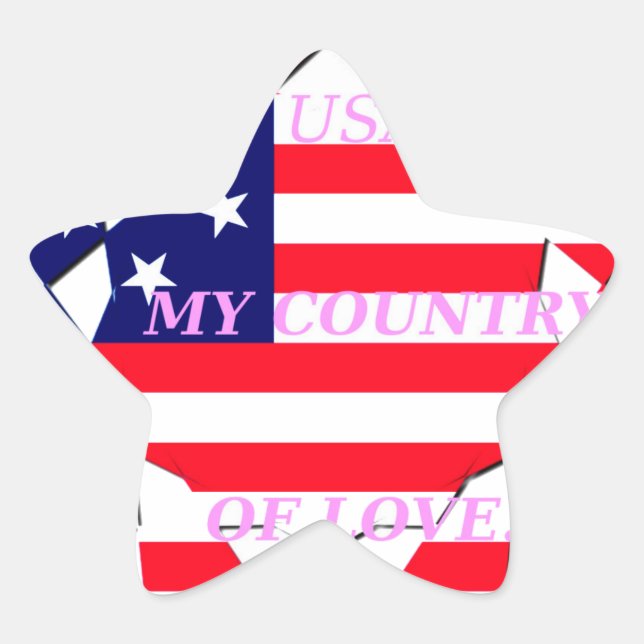 Adesivo Estrela USA Star Spangled Love My Country of Love (Frente)