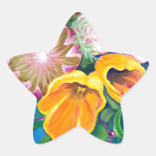 Adesivo Estrela Vase das Flores - Proteínas, Tulipas e Rosas