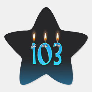 Adesivo Estrela Velas de Aniversário de 103 anos e Olhos