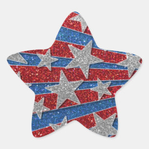 Adesivo Estrela Vermelho Branco e Azul Brilhantes Estrelas America