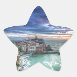 Adesivo Estrela Vernazza no por do sol, Italia