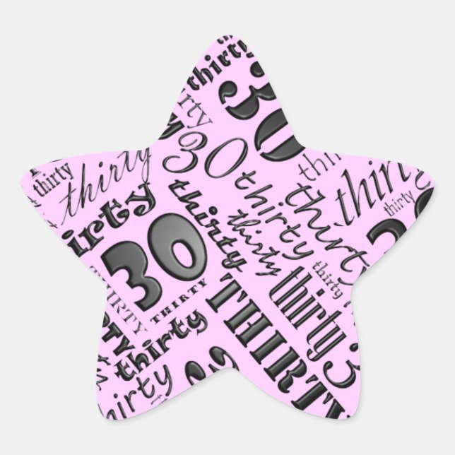 Adesivo Estrela Vinheta aniversário de 30 anos (Frente)
