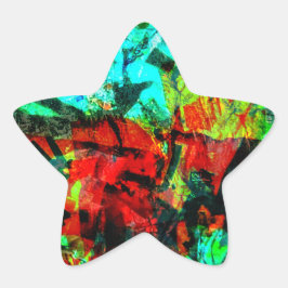 Adesivo Estrela Vinheta azul-abstrato azul-laranja-acesa, profundo