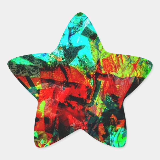 Adesivo Estrela Vinheta azul-abstrato azul-laranja-acesa, profundo (Frente)