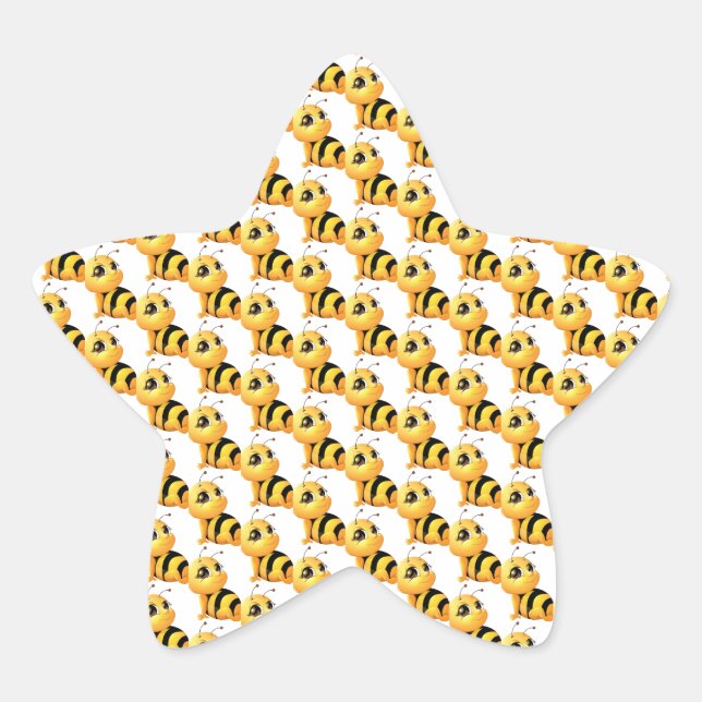 Adesivo Estrela Vinheta Chá de fraldas de abelhas sorridente (Frente)
