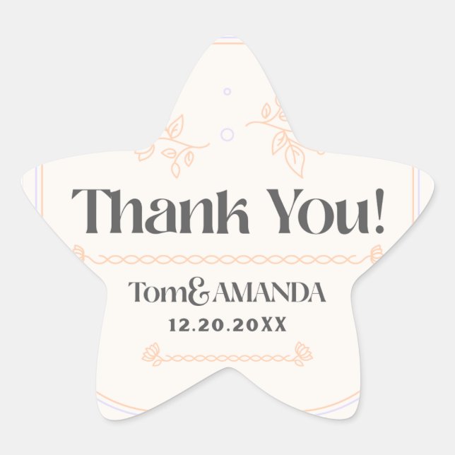 Adesivo Estrela Vinheta de Convite de Casamento (Frente)
