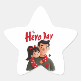 Adesivo Estrela Vinheta de Dia de os pais Herói