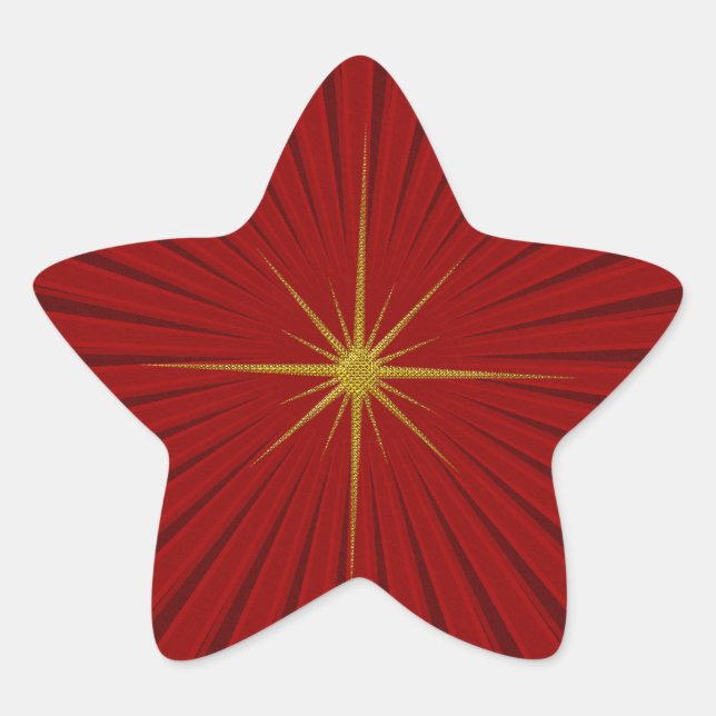Adesivo Estrela Vinheta de Natal Red Star Burst (Frente)