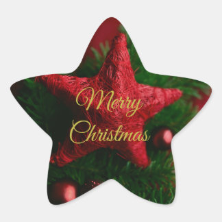 Adesivo Estrela Vinheta de Natal Rustic Red Cute