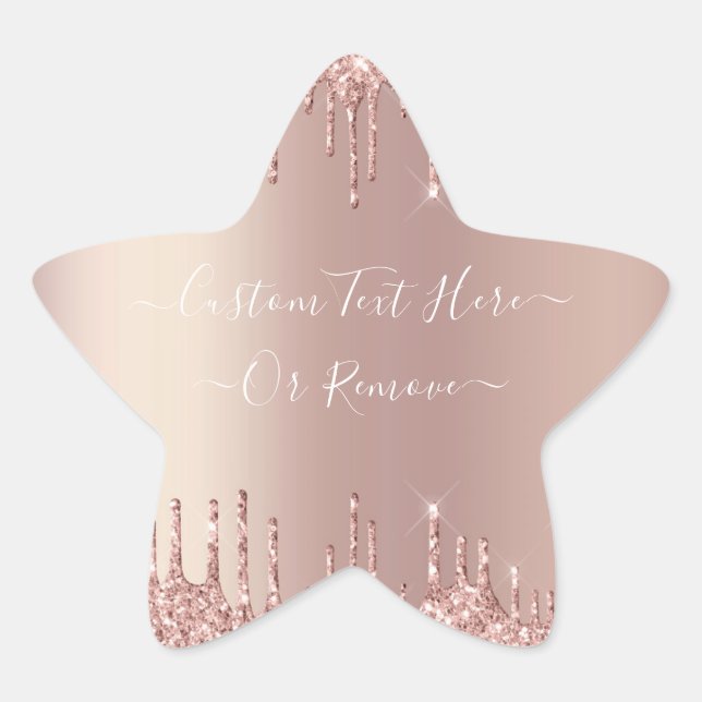Adesivo Estrela Vinheta de Texto Personalizada Glitter Sparkle ros (Frente)