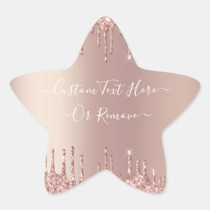 Adesivo Estrela Vinheta de Texto Personalizada Glitter Sparkle ros