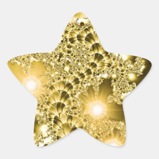 Adesivo Estrela Vinheta Fractal Floral Dourada