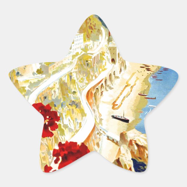 Adesivo Estrela Vintage Amalfi Itália Europe Viagem (Frente)