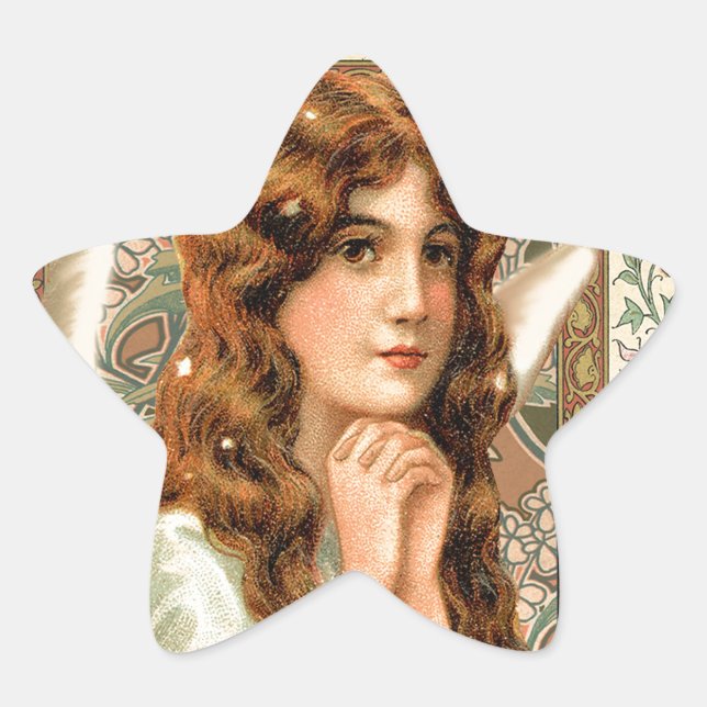 Adesivo Estrela Vintage Angel com Flores (Frente)