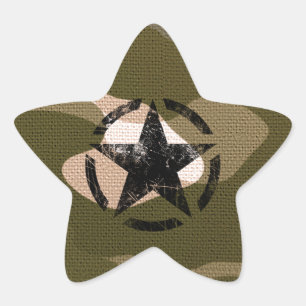 Adesivo Estrela Vintage do estêncil da estrela na camuflagem