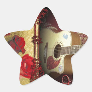Adesivo Estrela Vintage Guitar: Dia dos Namorados da Bela Marrom a