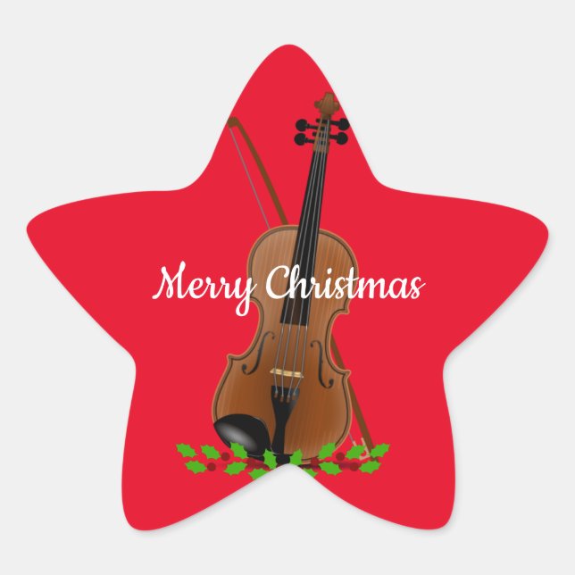 Adesivo Estrela Violino e Design de Natal Arco (Frente)