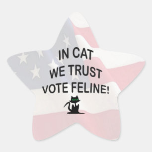 Adesivo Estrela Vote Cat com Bandeira Americana