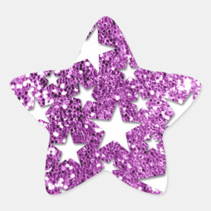 Adesivo Estrela White Stars on Pink Glitter