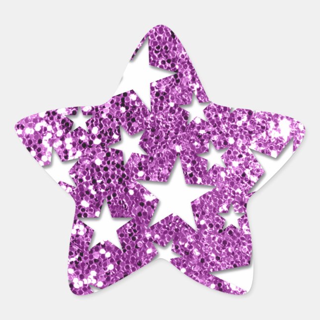 Adesivo Estrela White Stars on Pink Glitter (Frente)