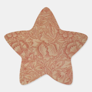Adesivo Estrela William Morris Pink Poppy Flower Pattern