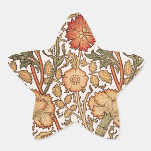 Adesivo Estrela William Morris Pink Rose Flower Wallpaper Padrão