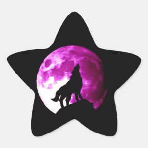 Adesivo Estrela Wolf Howling em Moon Star Sticker