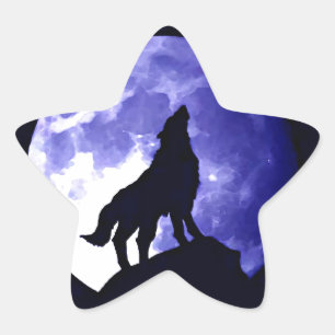 Adesivo Estrela Wolf Silhouette e Lua Completa