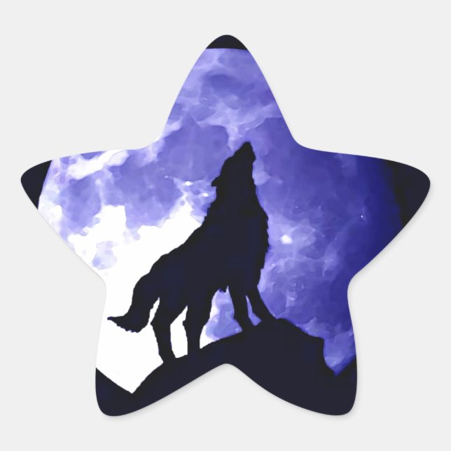 Adesivo Estrela Wolf Silhouette e Lua Completa (Frente)