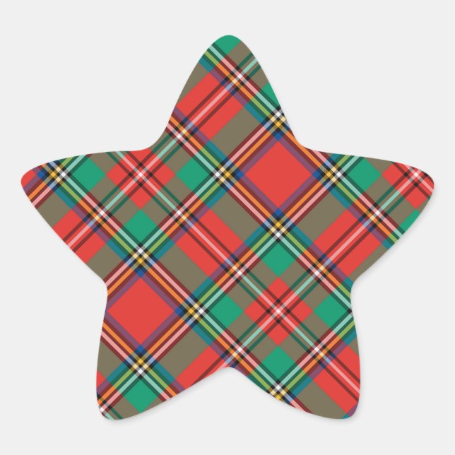 Adesivo Estrela Xadrez de Natal Clássica (Frente)